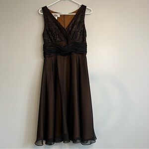 Vtg Y2K Patra Black Bronze Lace Ruched Double Layered Mini Dress Sz S Retro USA